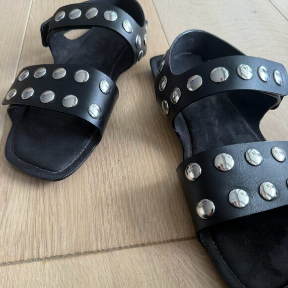Khaite Boden Leather Studded Sandals - Picture 3 of 8